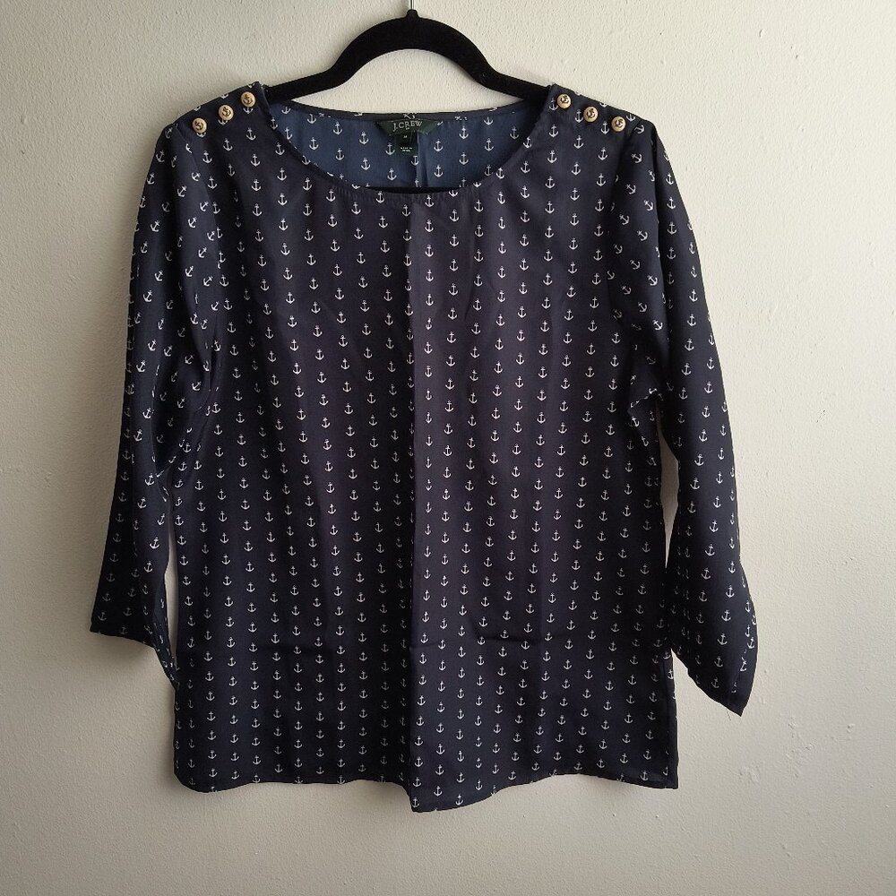 J. Crew Factory 3/4 Sleeve Anchor Blouse